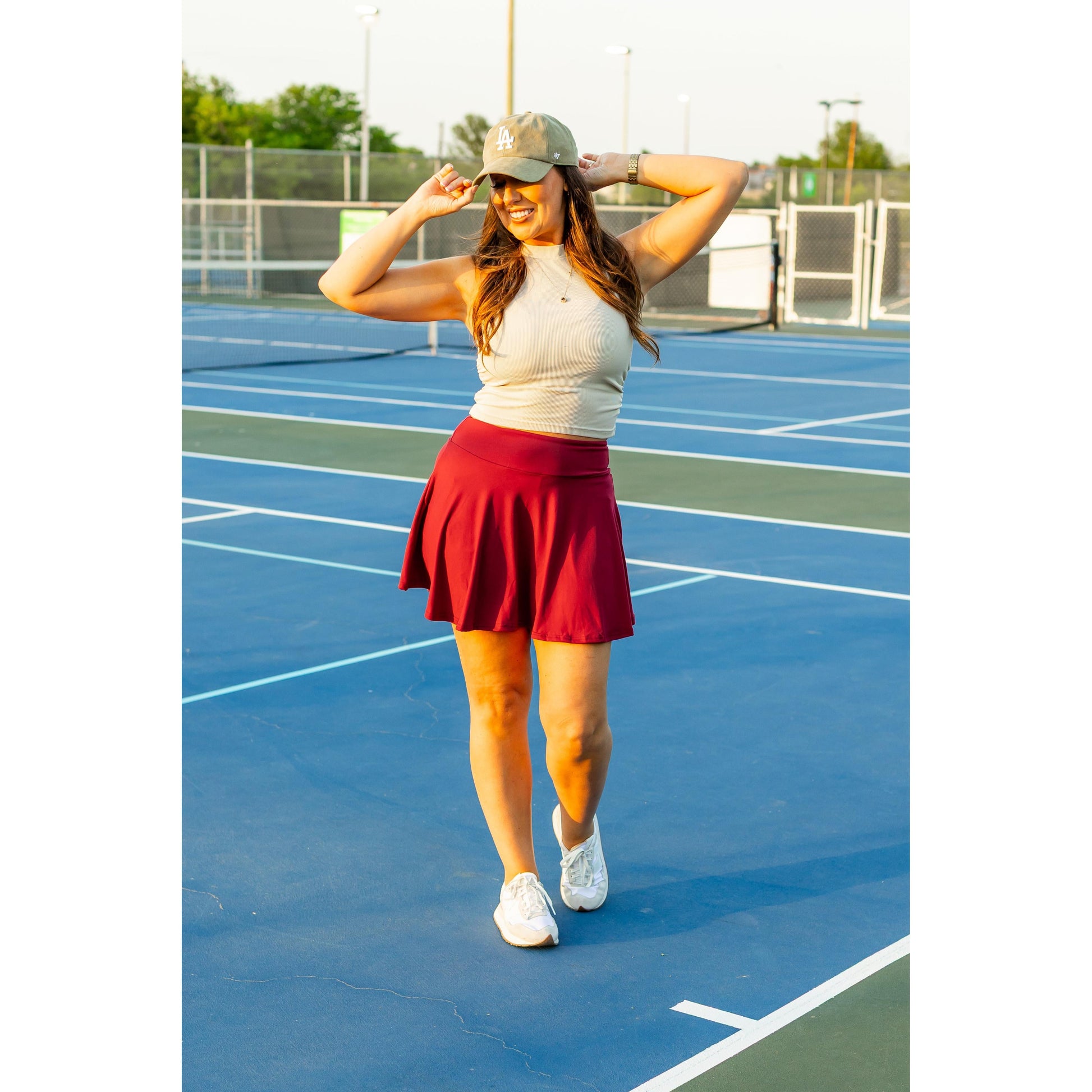 Julia Rose The RaeLynn red skort women’s skort with built-in shorts