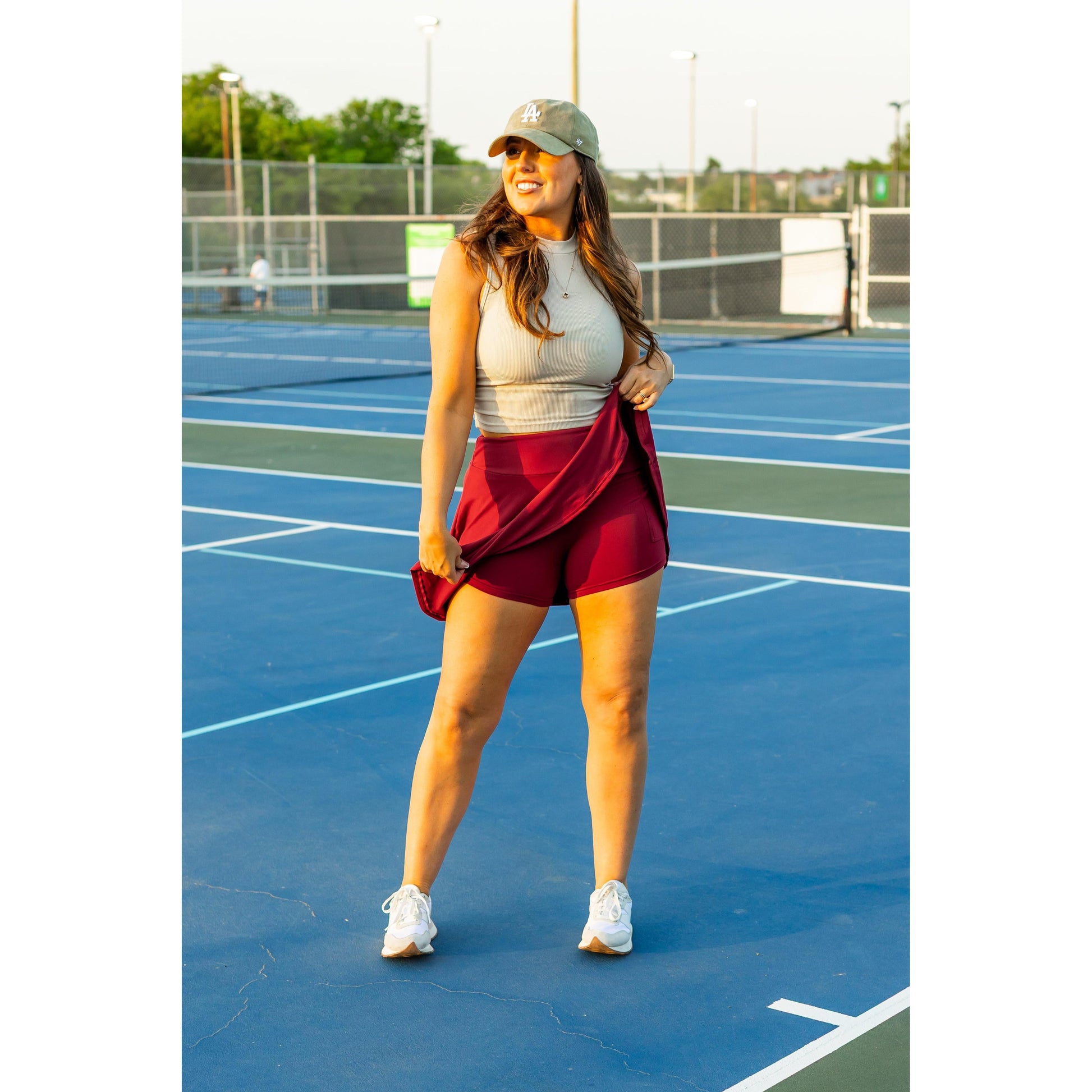 Julia Rose The RaeLynn red skort women’s skort with built-in shorts