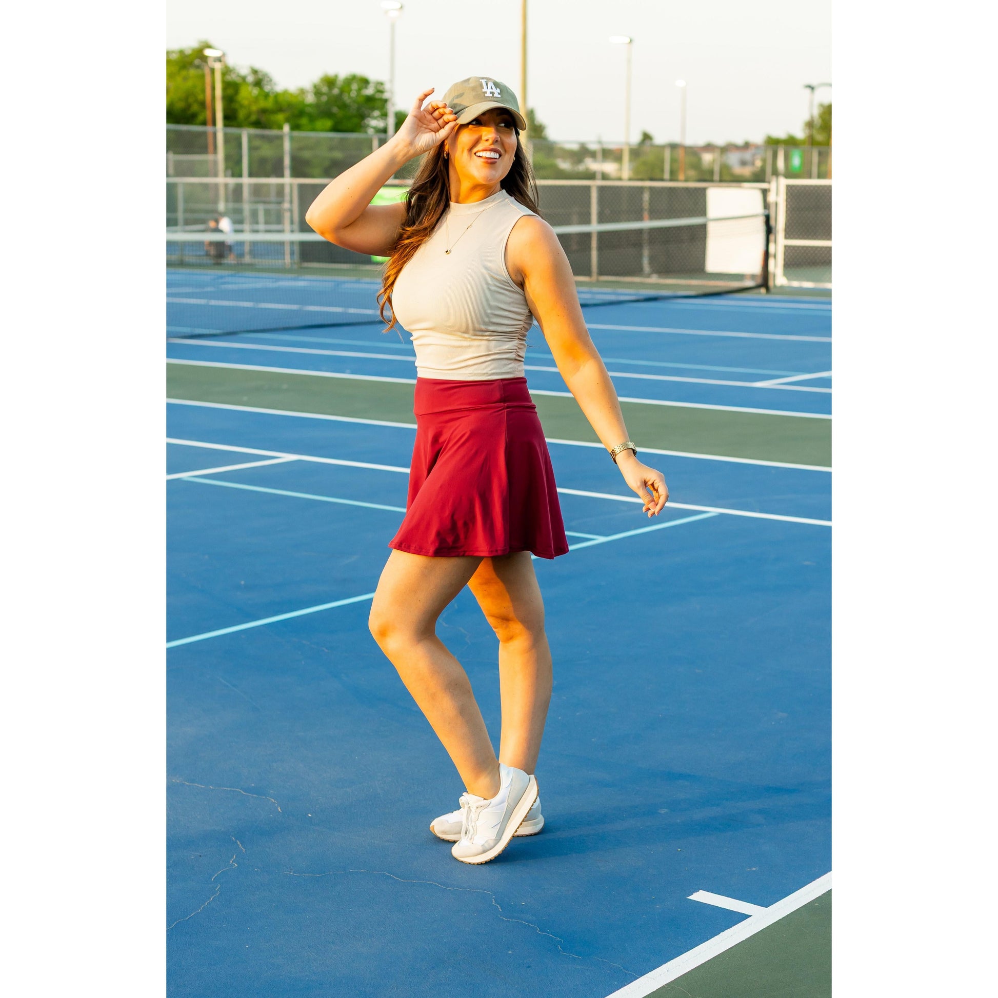 Julia Rose The RaeLynn red skort women’s skort with built-in shorts
