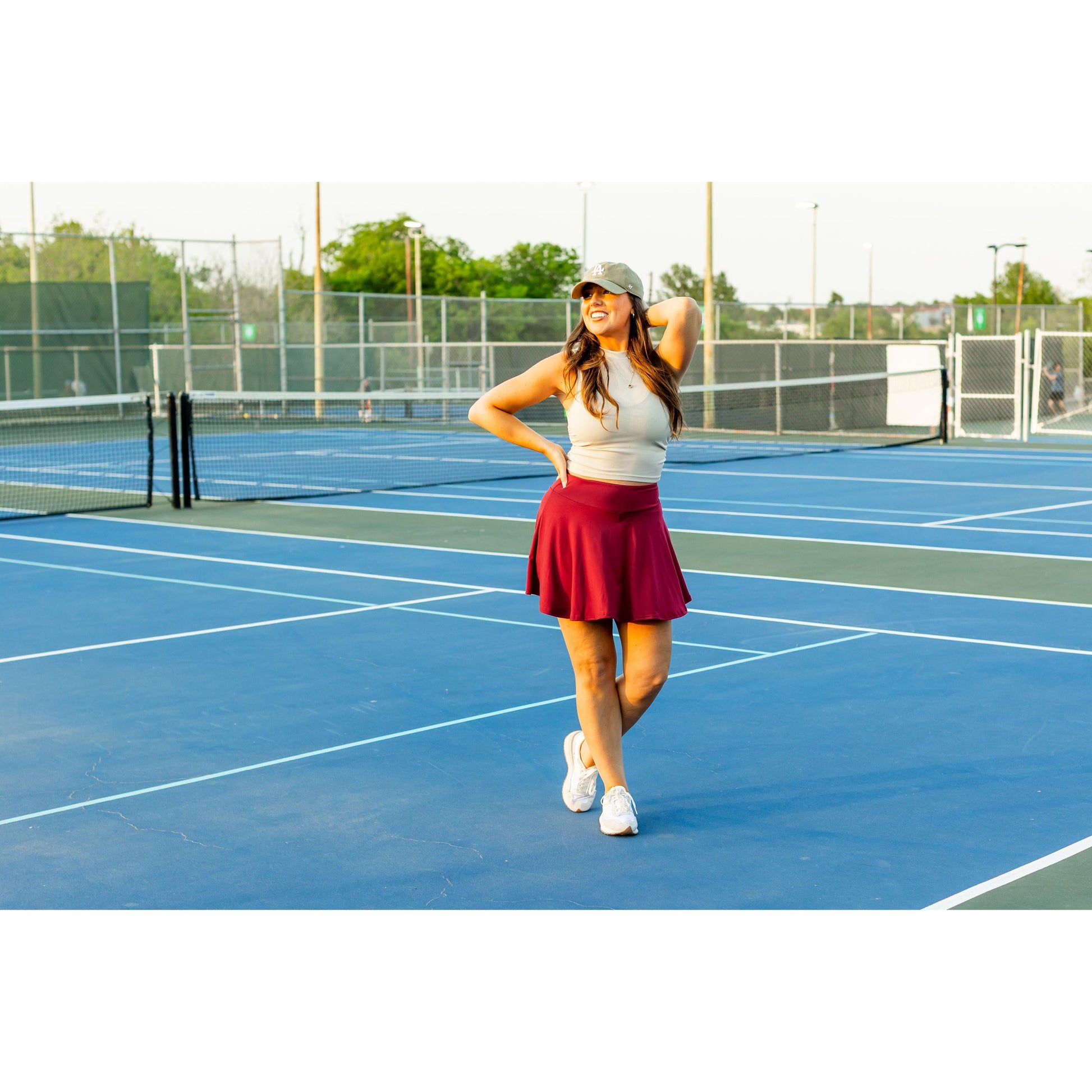 Julia Rose The RaeLynn red skort women’s skort with built-in shorts