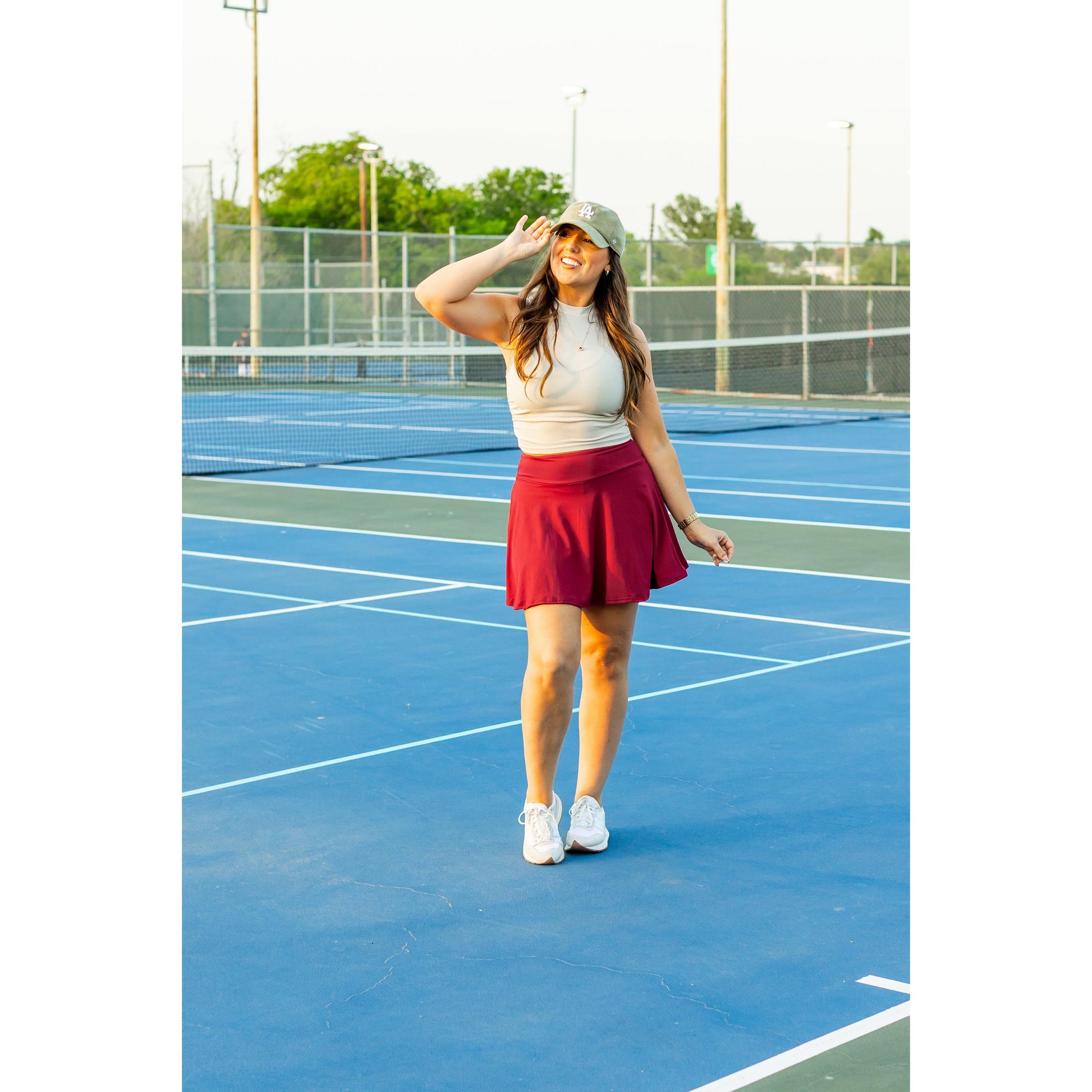 Julia Rose The RaeLynn red skort women’s skort with built-in shorts