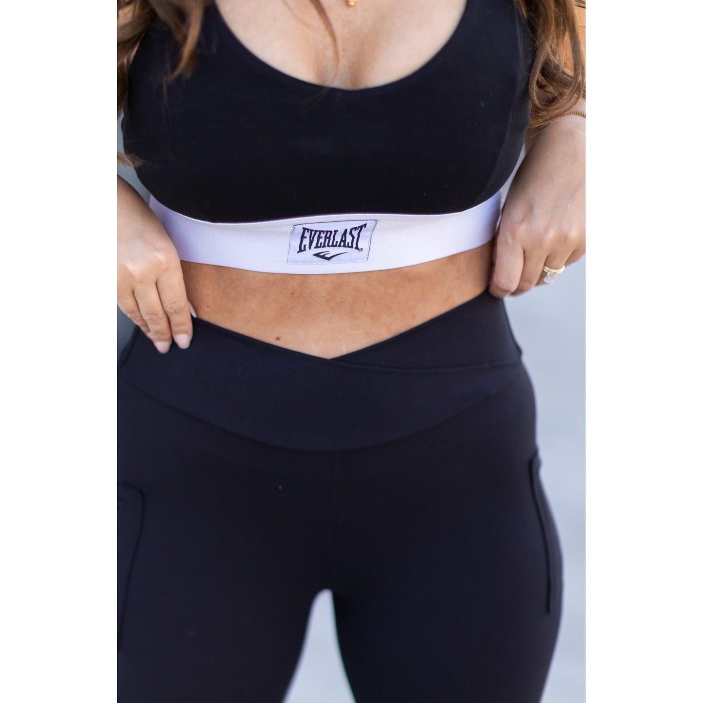 Ready to Ship |  The Stephanie - Crossover BLACK Pocket Full Length Leggings