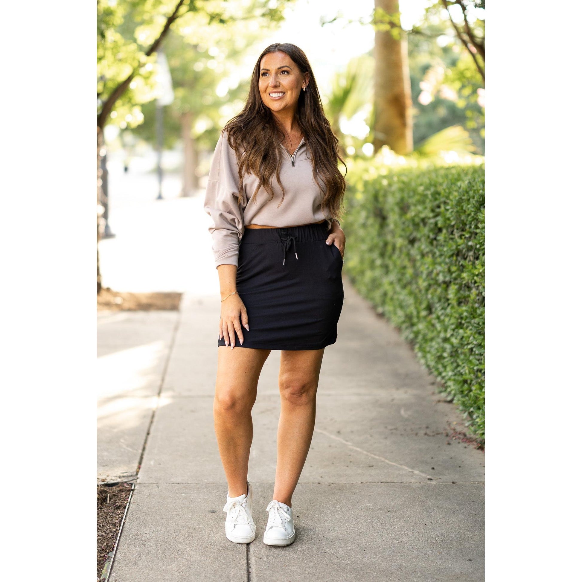 Julia Rose The Kristina black jogger skirt women’s sporty casual skirt
