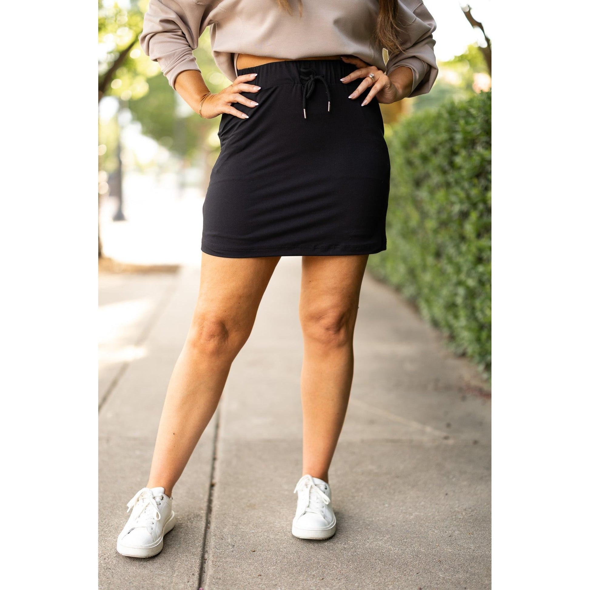 Julia Rose The Kristina black jogger skirt women’s sporty casual skirt