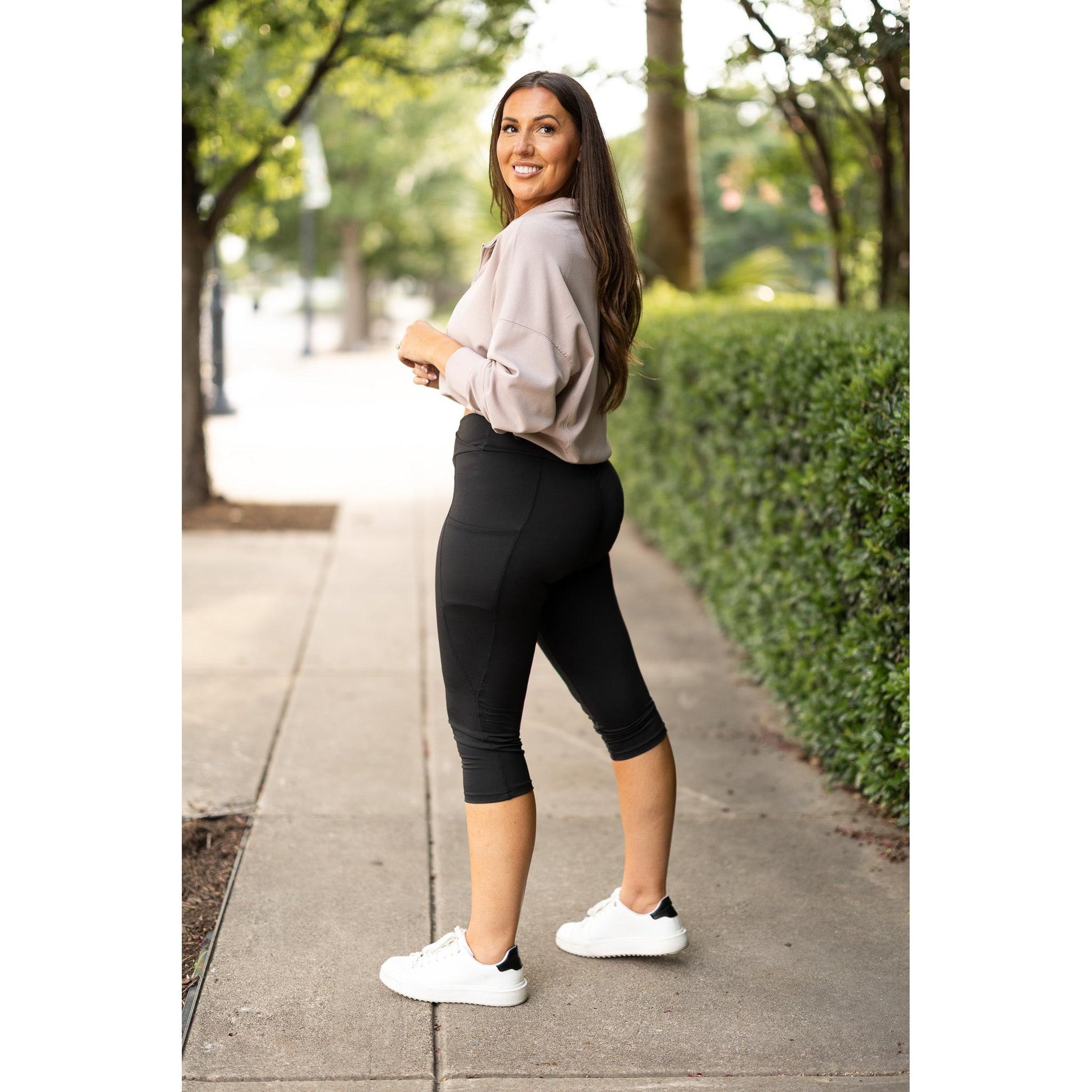 Julia Rose The Lillian sculpting crossover capri leggings high-waisted women’s capris
