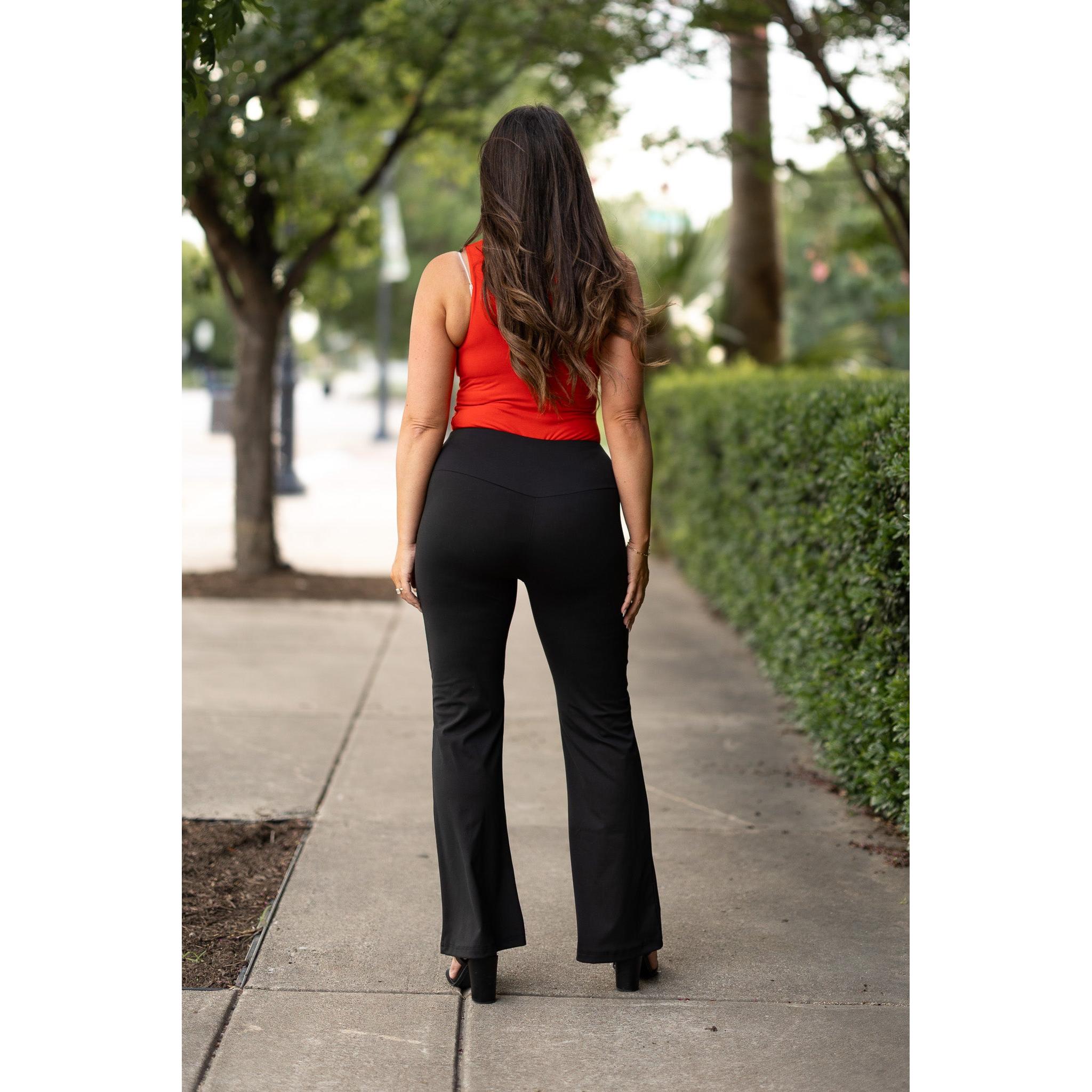 Julia Rose Mandi Everyday Tummy Control Pants women’s boutique pants front view, Woman wearing Julia Rose Mandi high waist tummy control pants
