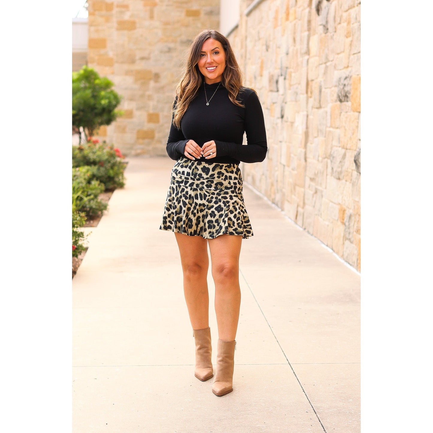 Julia Rose The Kylie leopard skort, Women wearing leopard skort with built-in shorts