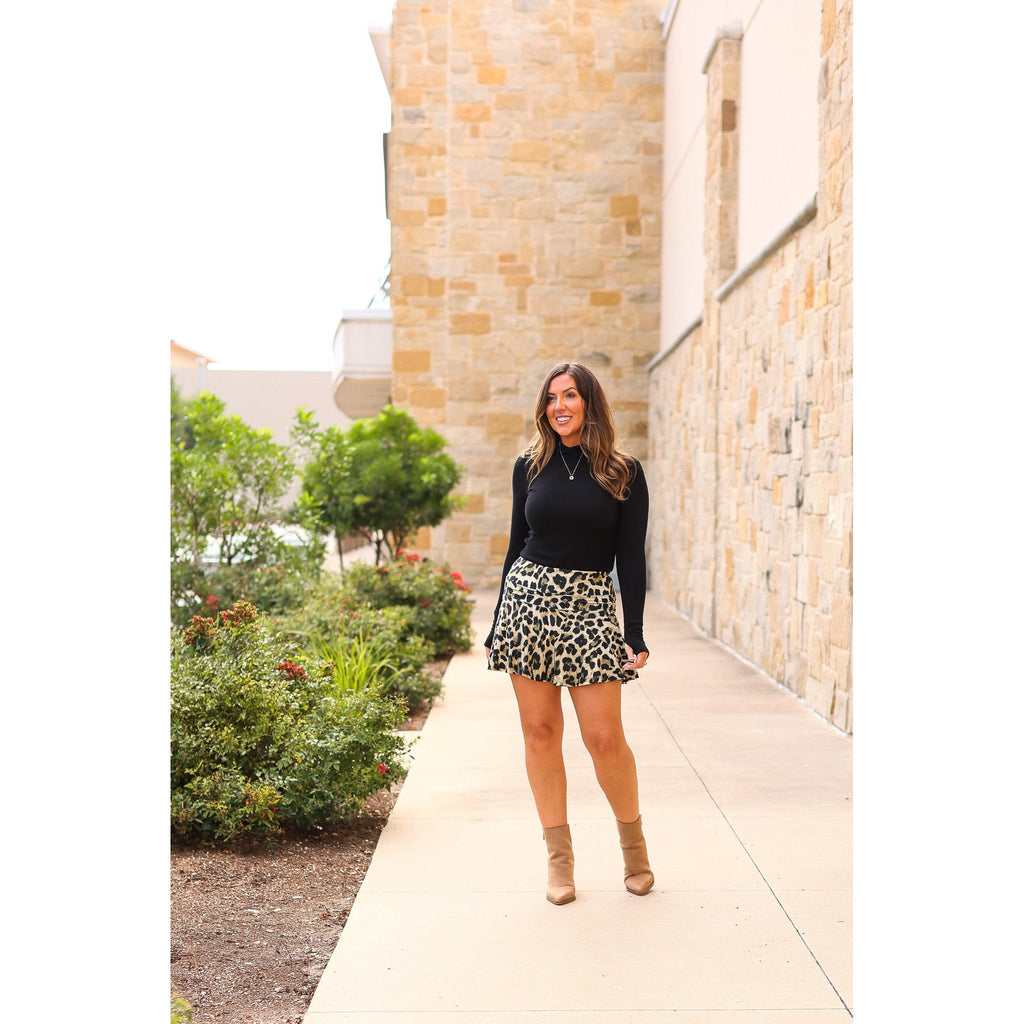 Julia Rose The Kylie leopard skort, Women wearing leopard skort with built-in shorts