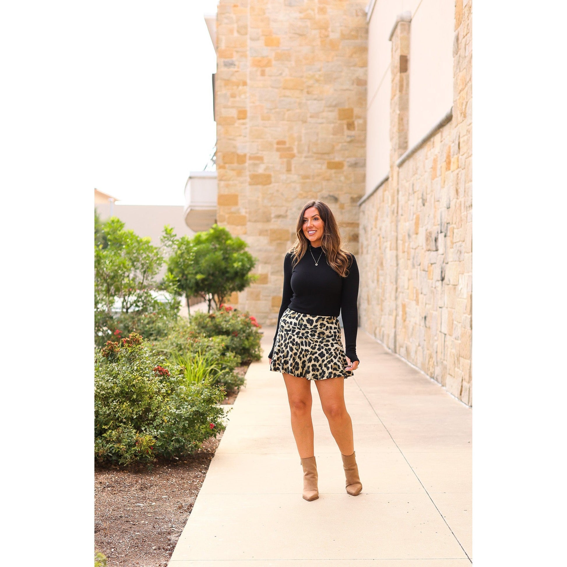 Julia Rose The Kylie leopard skort, Women wearing leopard skort with built-in shorts