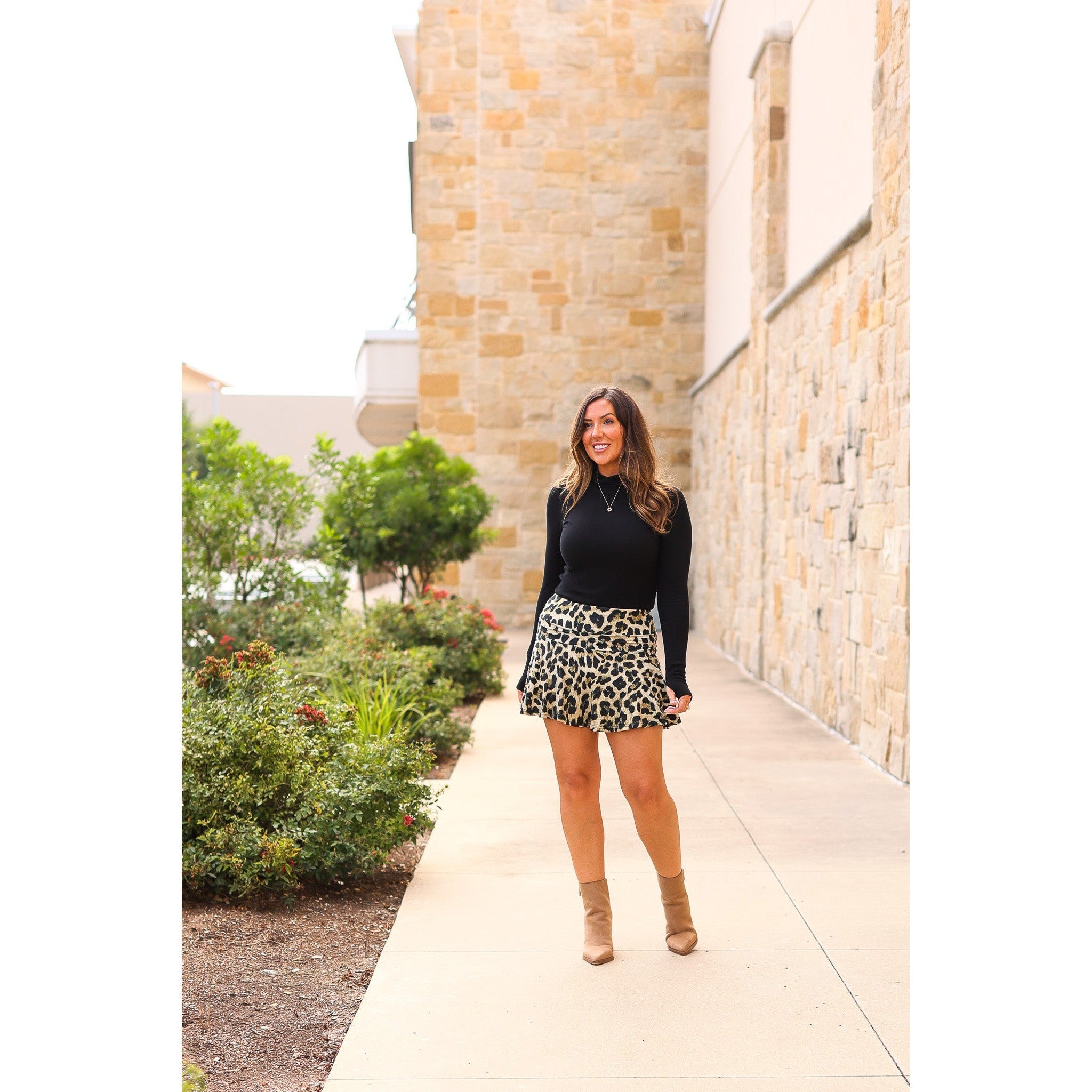Julia Rose The Kylie leopard skort, Women wearing leopard skort with built-in shorts