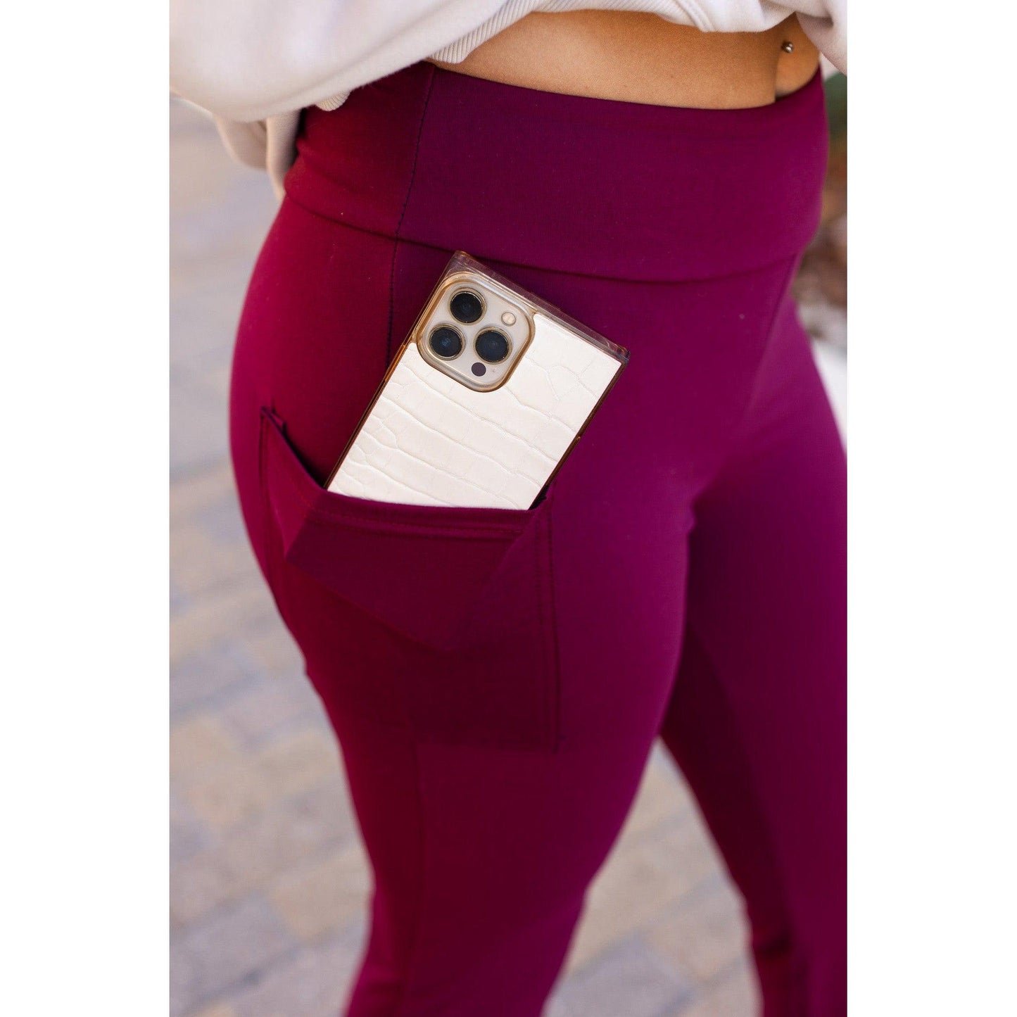 PreOrder  | The Maeve - 30"  MAROON Bootcut Leggings with Pockets - Round 2