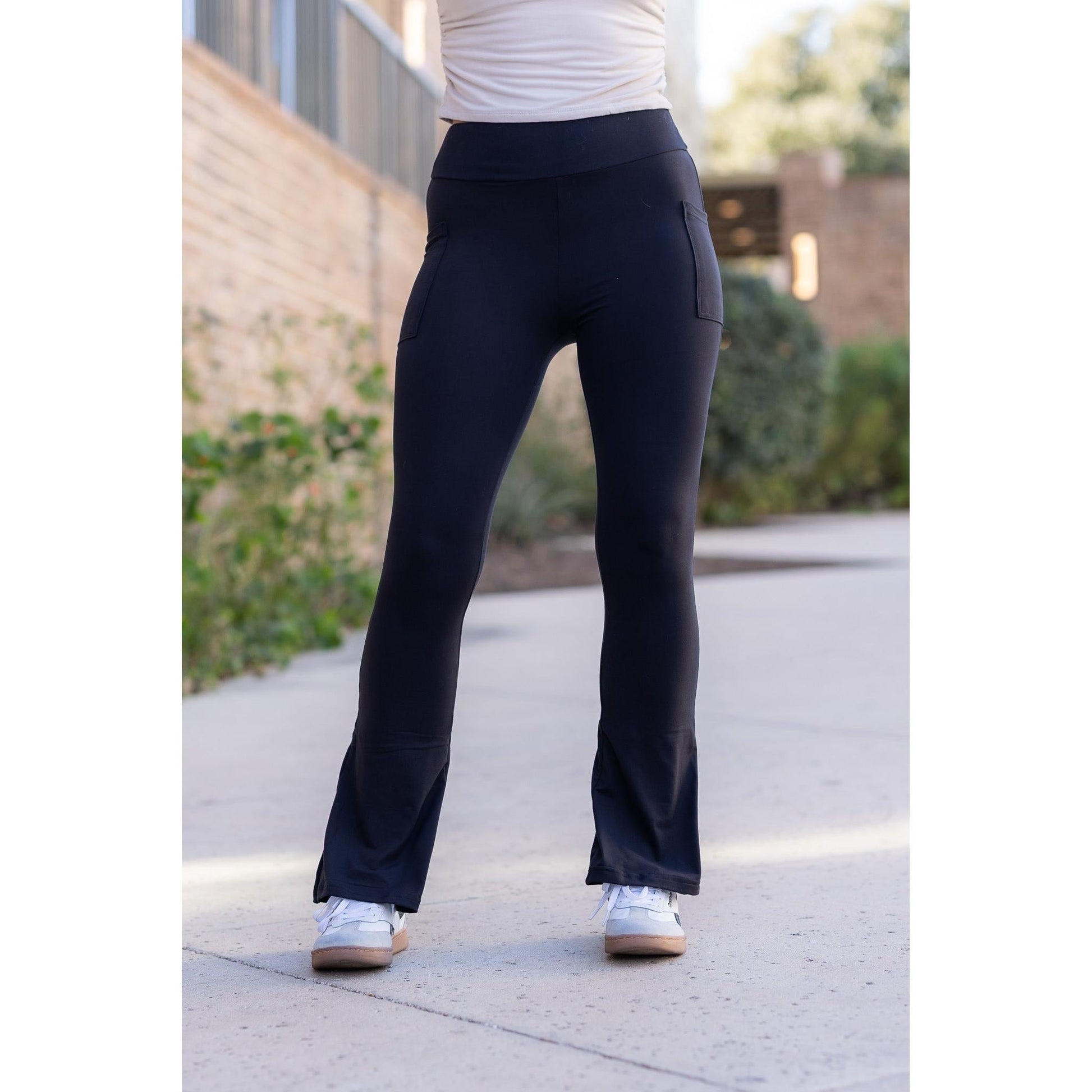 Julia Rose black flare leggings high-waisted and buttery soft