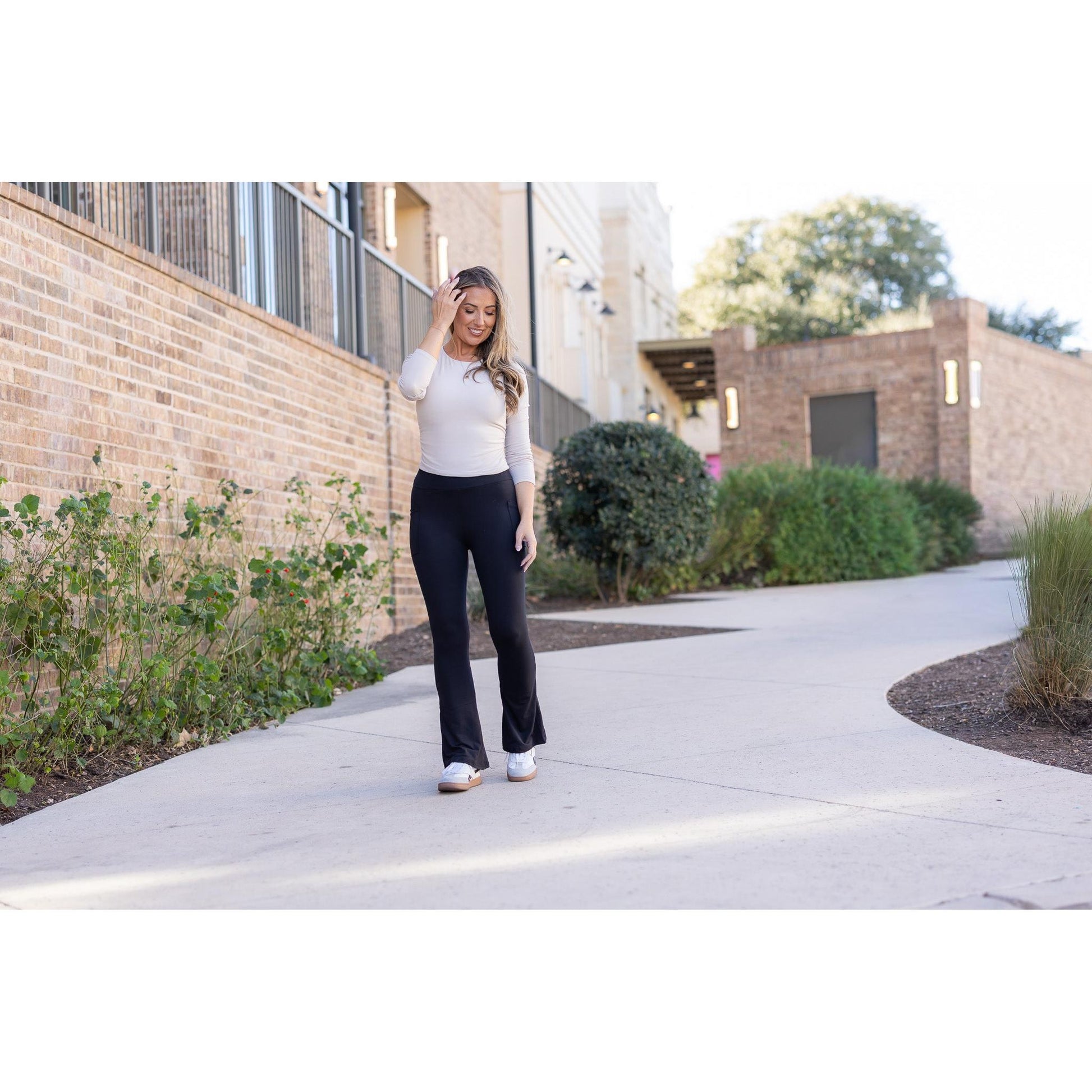 Julia Rose black flare leggings high-waisted and buttery soft