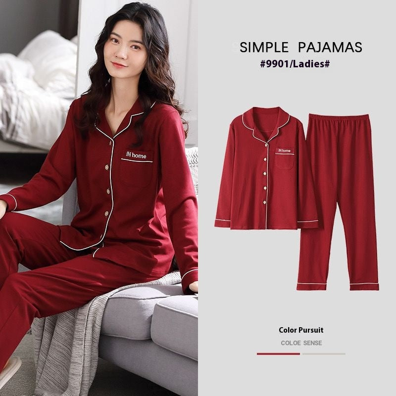 100% Cotton New Trendy  Pajamas For Women Full Sleeves Pajamas Button Down Winter Sleepwear Set Women White Cotton Pajamas Women's Loose Size V-neck Home Suit Long Sleeve Wide Leg Pants Pajamas Casual Home wear