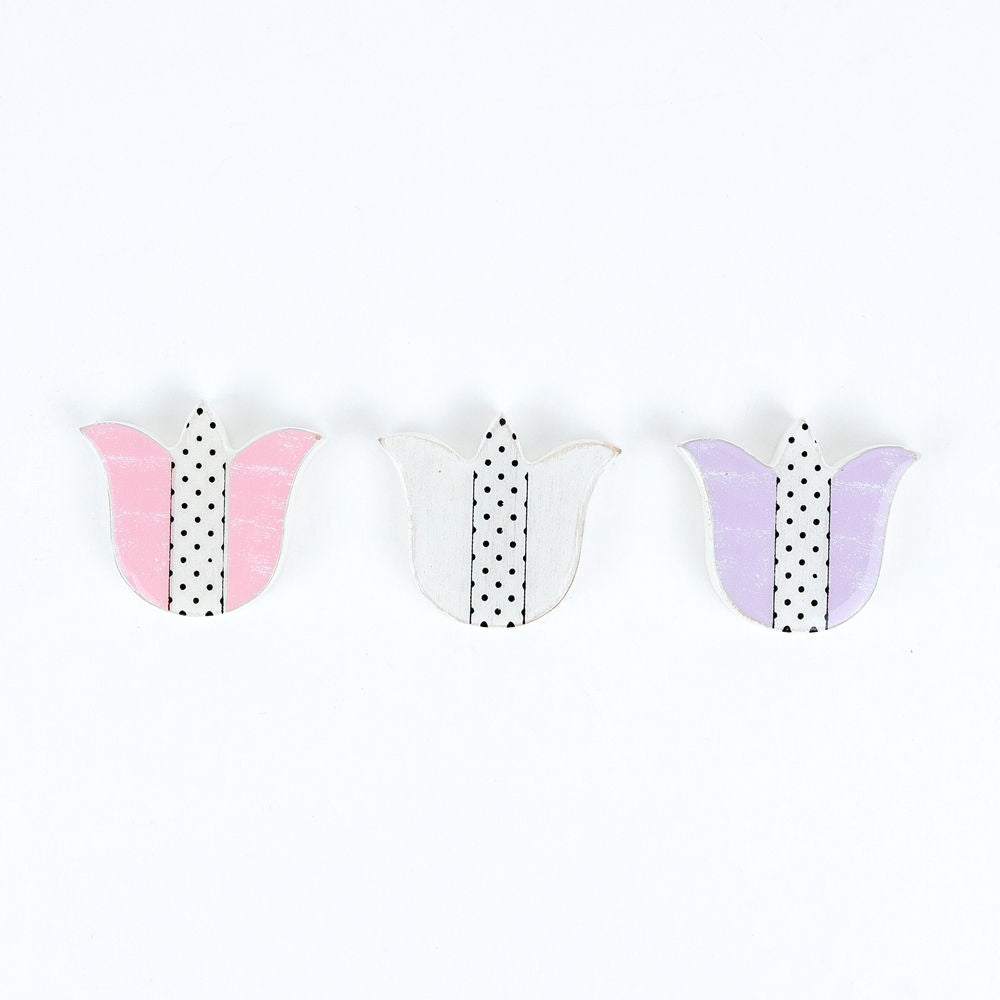 Spring Magnets, Handmade Wooden Magnet Tulips