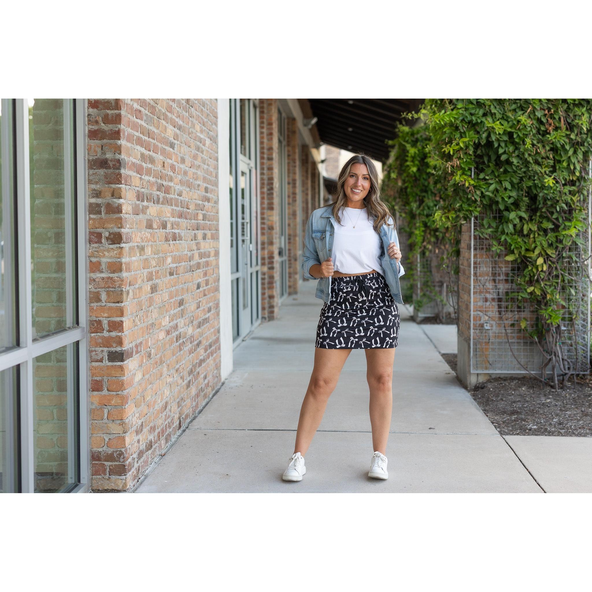 Ready to Ship | The Millie -  White Bow Jogger Skirt