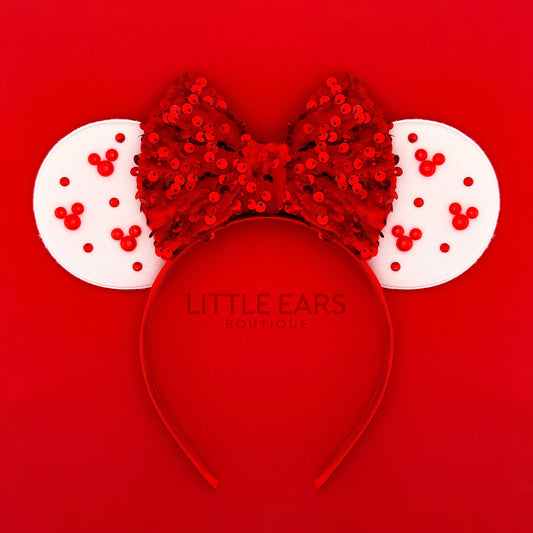 White Velvet Christmas Mickey Ears