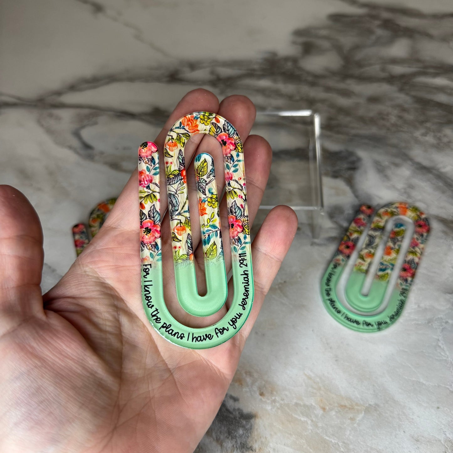 Jumbo Paperclip - Mint Religious Floral