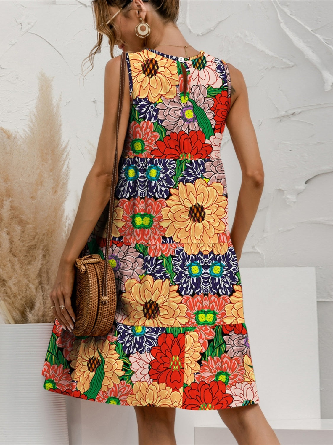 Charming Tiered Printed Round Neck Sleeveless Dress Trendy & Stylish Summer Dress for Women