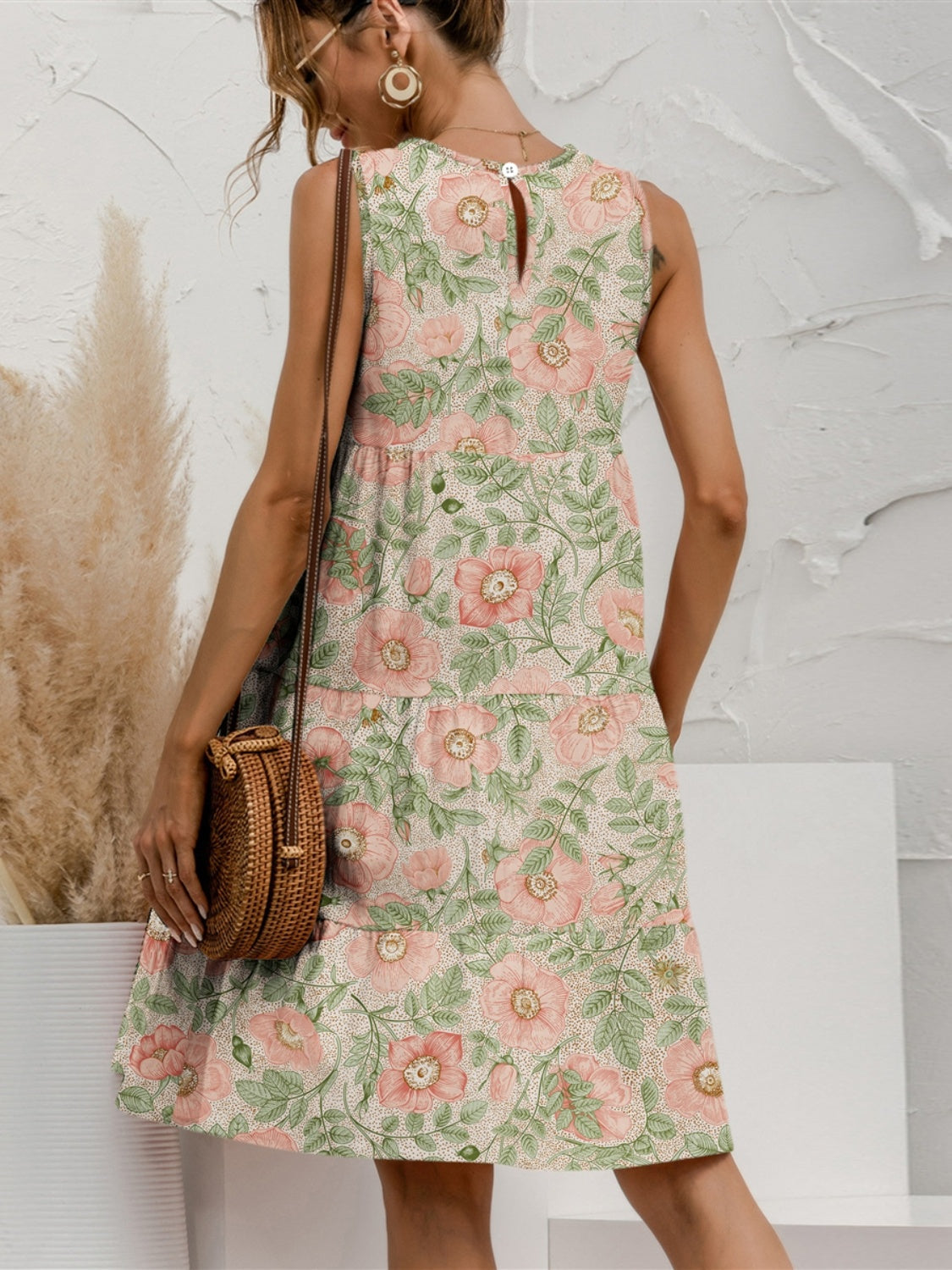 Charming Tiered Printed Round Neck Sleeveless Dress Trendy & Stylish Summer Dress for Women