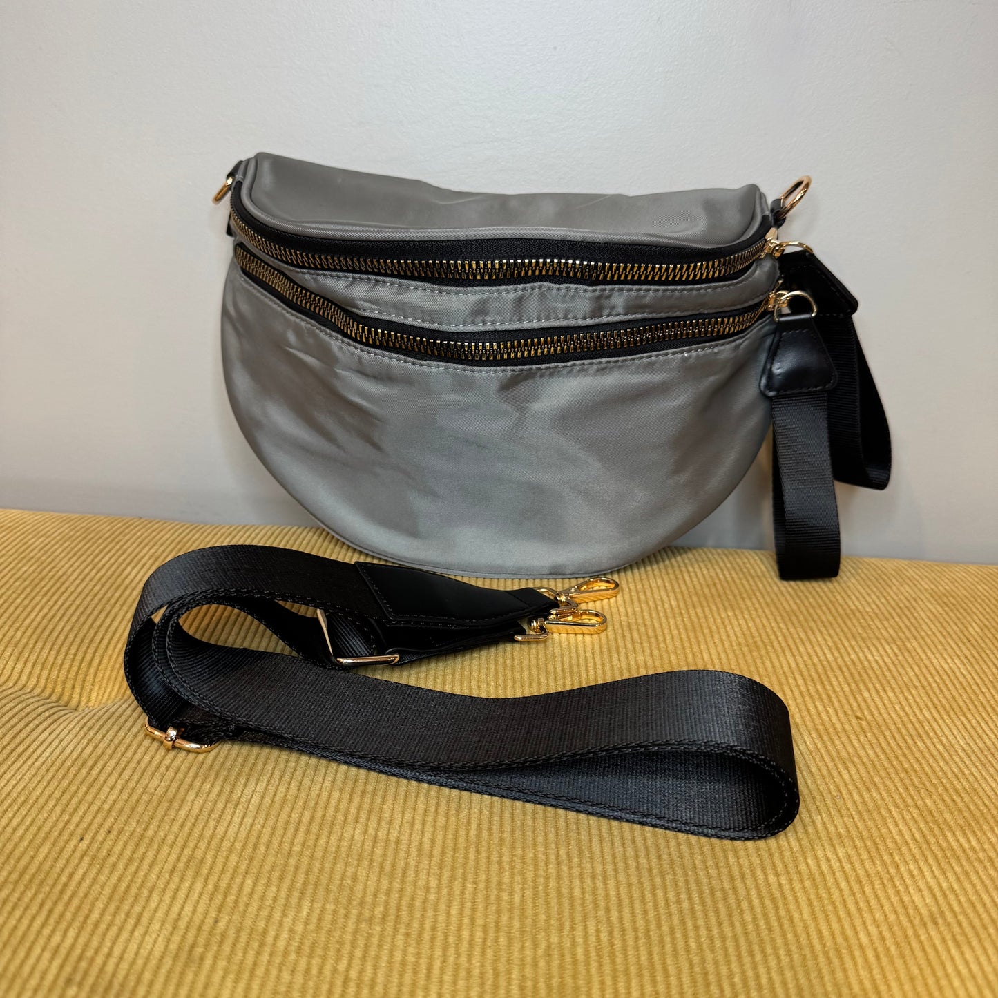 The Roni Nylon Crossbody - Grey + Black - PREORDER
