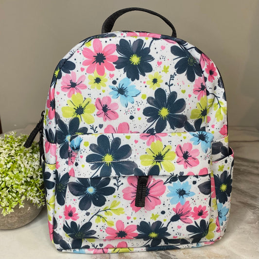 Mini Backpack - Floral Pink Blue Lime Black