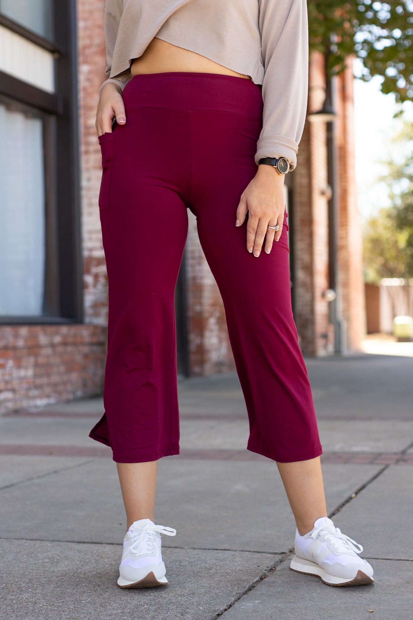 *Ready to Ship | The Courtney - Maroon High Waisted Gaucho Pants - ROUND 2