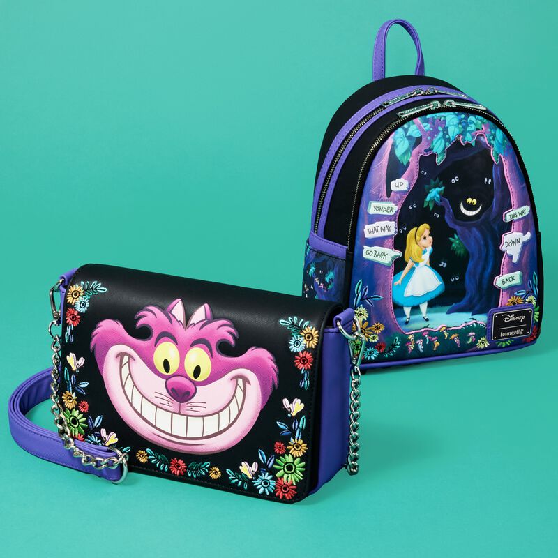 Loungefly Disney Alice in Wonderland Cheshire Cat Tulgey Wood Crossbody Bag