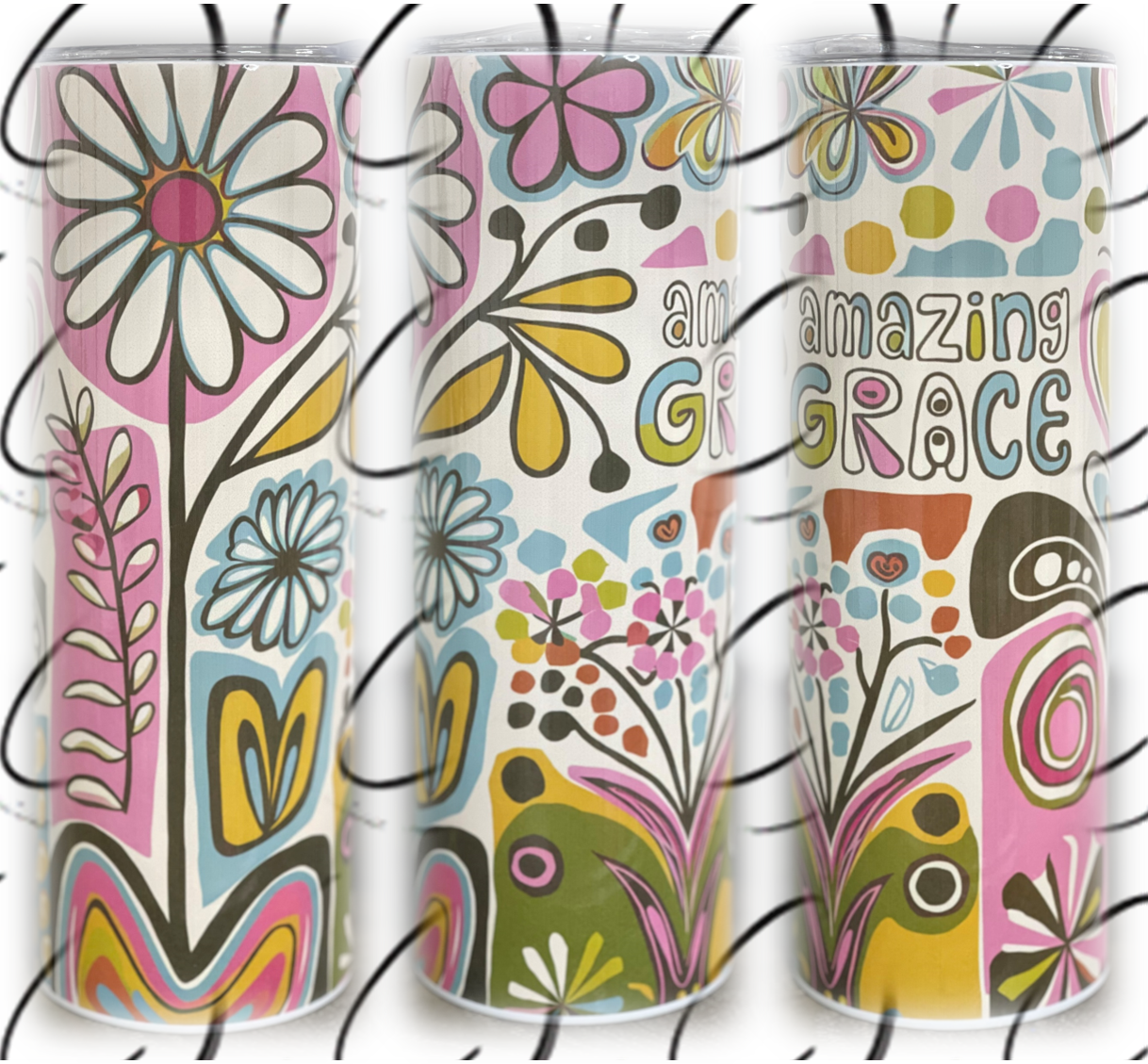 Abstract Floral Amazing Grace 20oz Skinny Tumbler