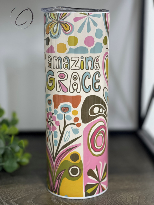 Abstract Floral Amazing Grace 20oz Skinny Tumbler