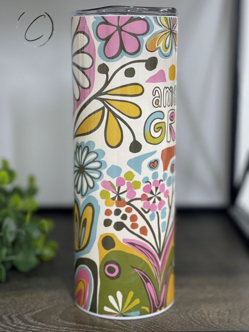 Abstract Floral Amazing Grace 20oz Skinny Tumbler