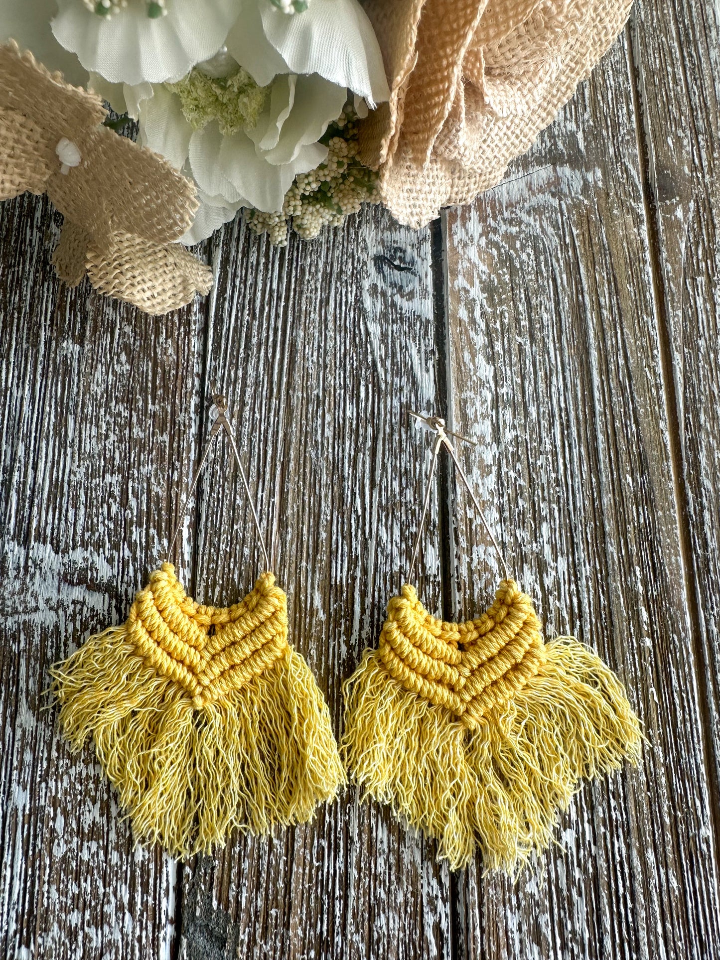 Boho Macrame Earrings "Yellow”