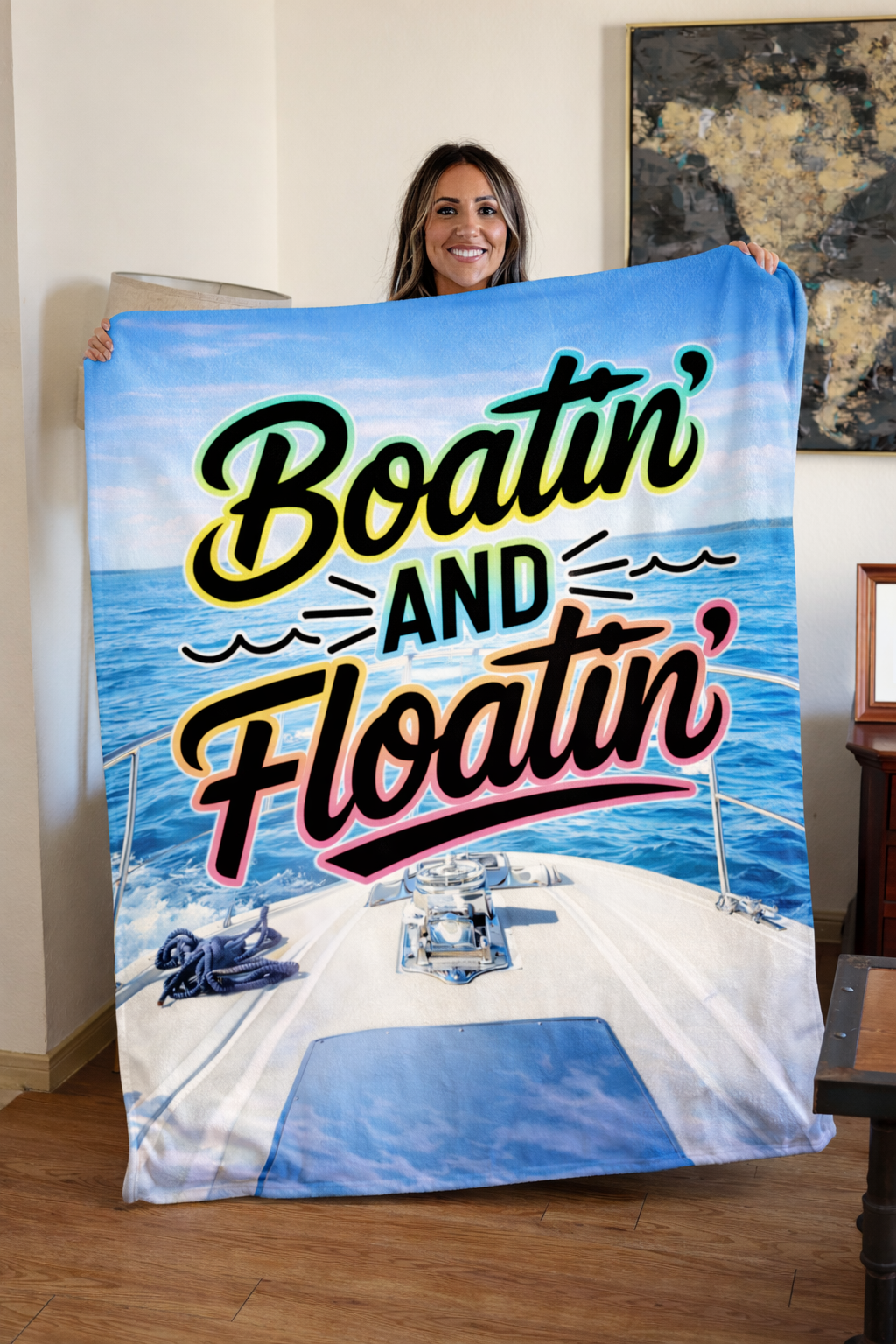 Ready to Ship | “Boatin’ & Floatin’” Blanket 🚤☀️ - Ocean