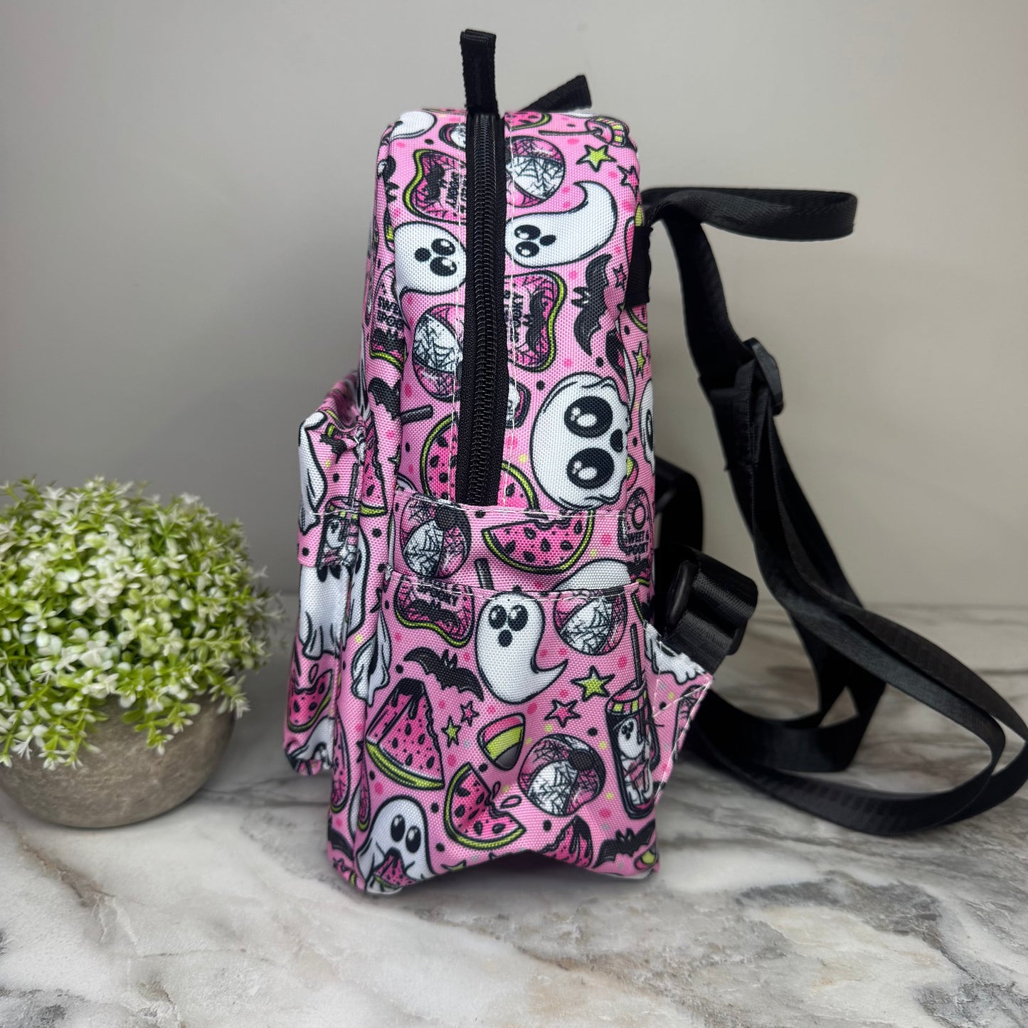 Mini Backpack - Halloween Fall - Watermelon Ghosts