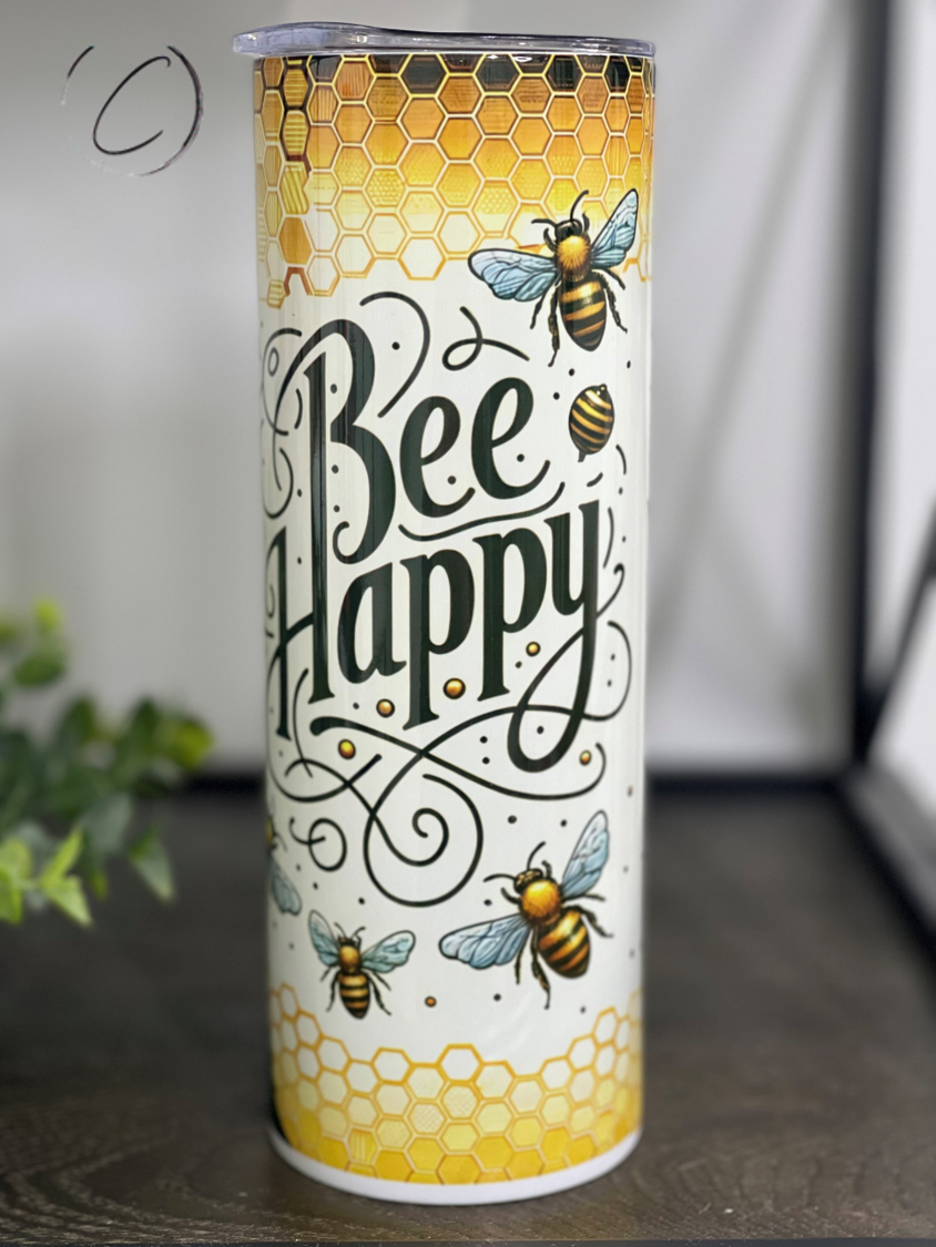 Bee Happy Sunflower 20oz Skinny Tumbler