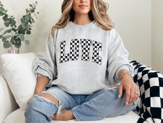 Black Checkered Love Sweatshirt
