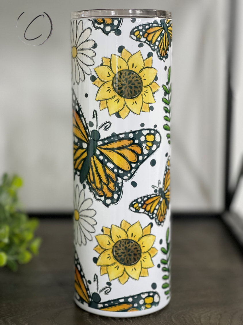 Butterflies & Wild Flowers 20oz Skinny Tumbler