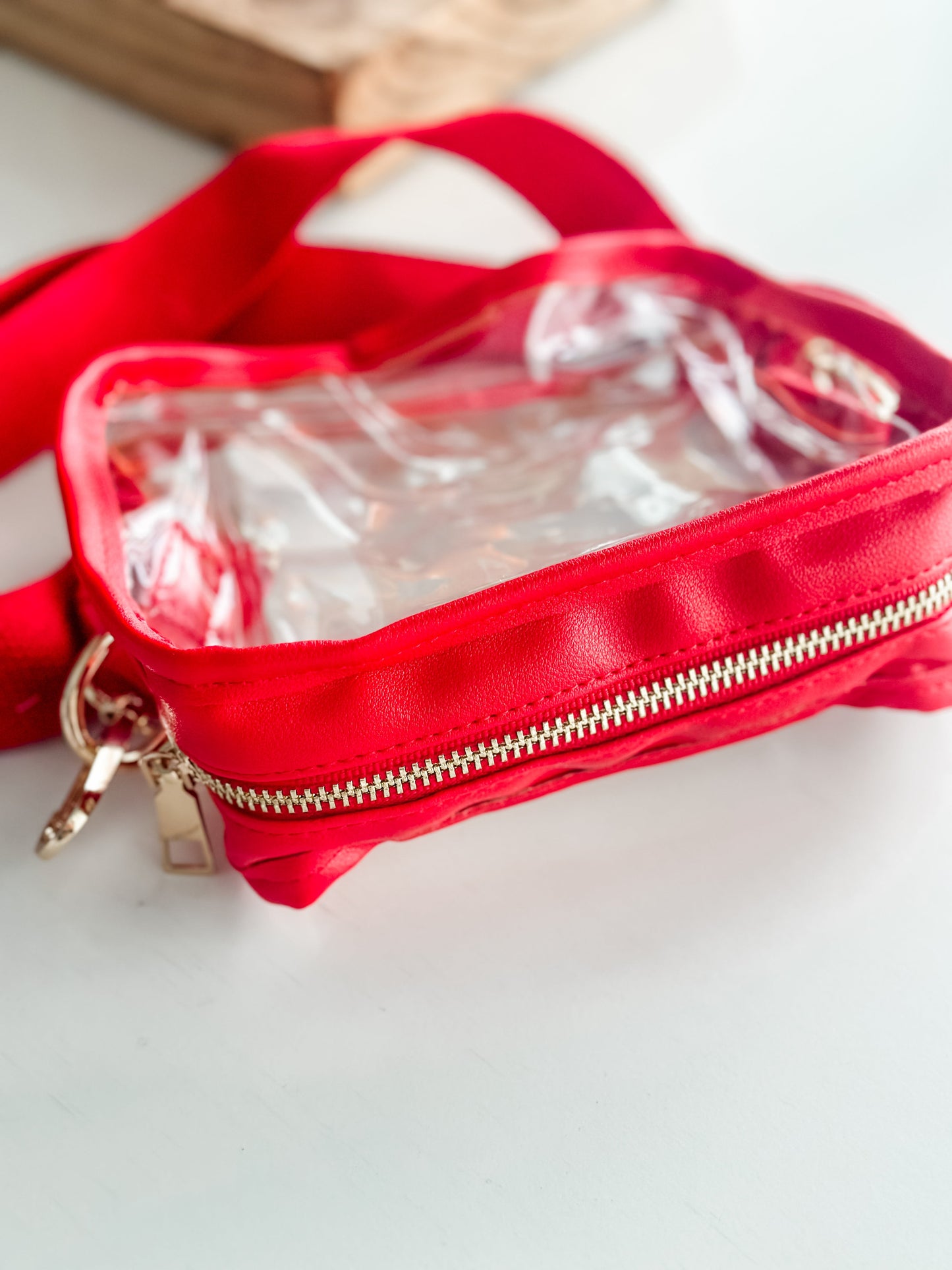 Chelsey Clear Stadium Bag "Red"