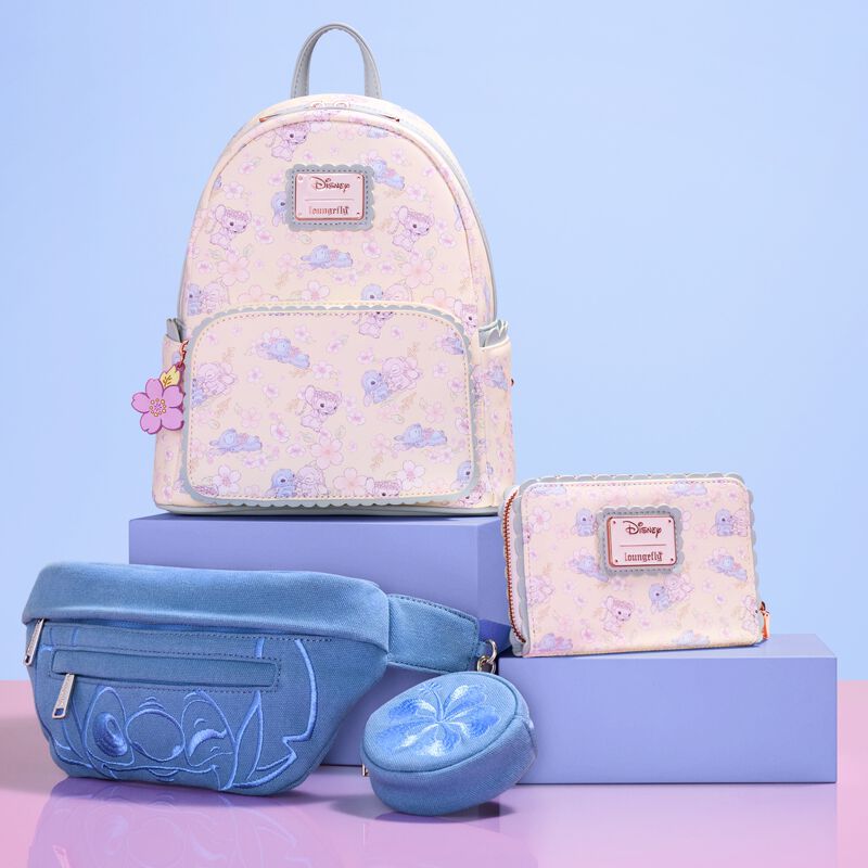 Loungefly Disney Stitch & Angel Cherry Blossom All-Over Print Mini Backpack