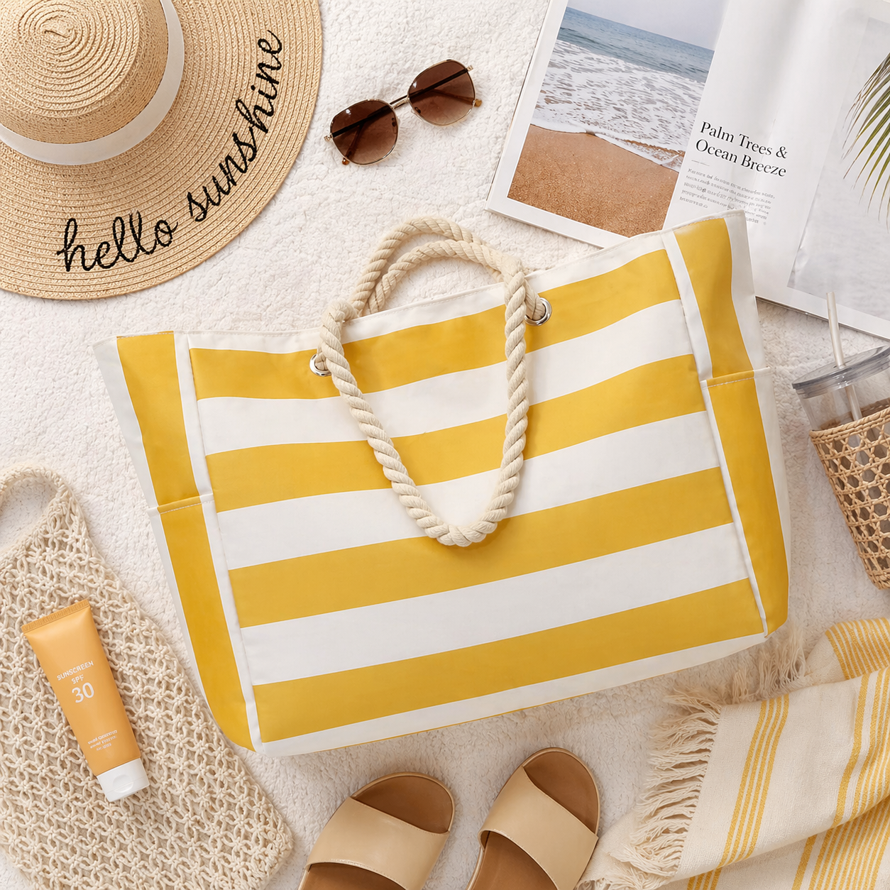 Ready to Ship | The Dana - Yellow Beach Bag