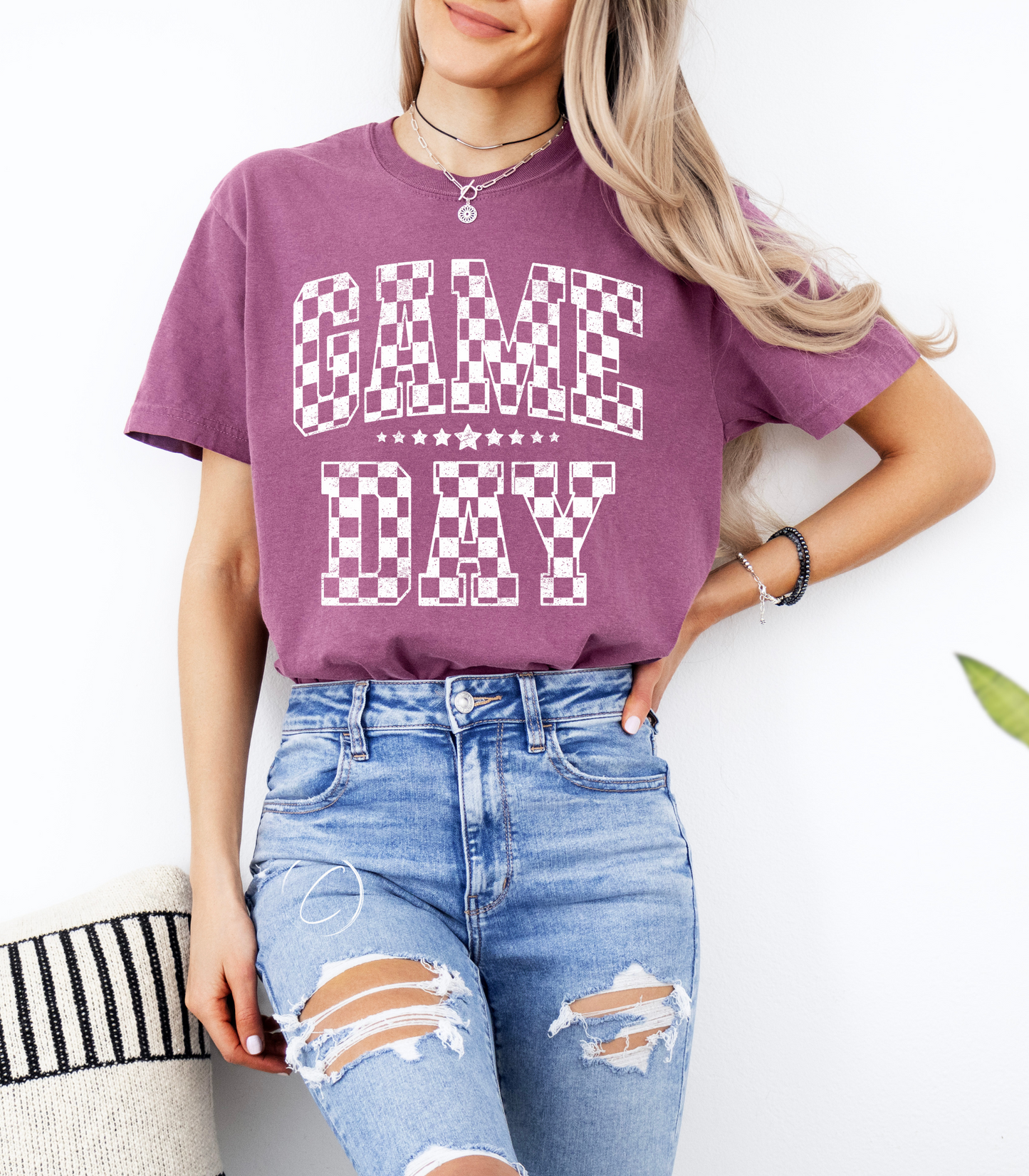 Checkered Distressed Gameday Graphic Tee