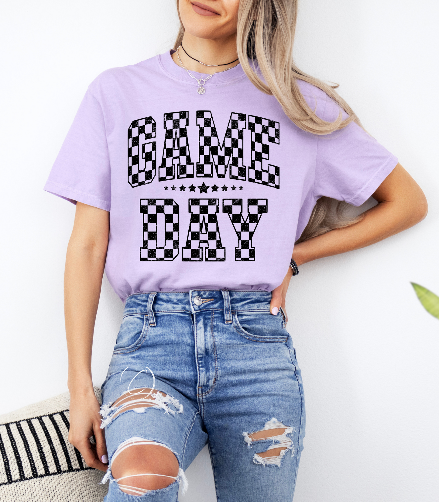 Checkered Distressed Gameday Graphic Tee