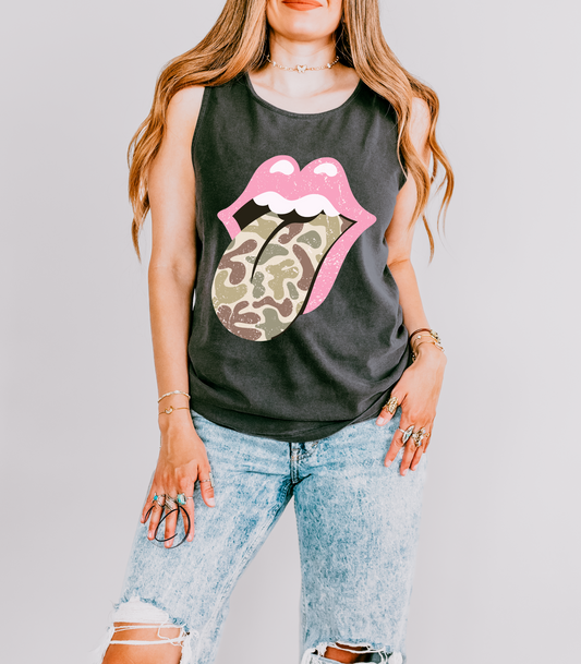 Preppy Camo Graphic Tank Top