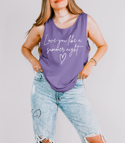 Love You Summer Night Graphic Tank Top