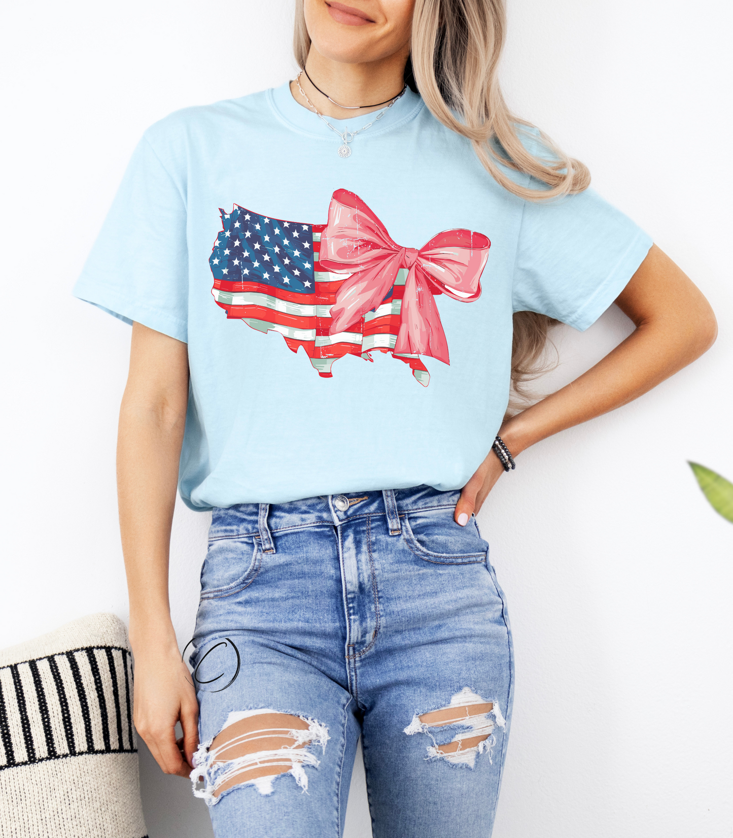 Distressed Coquette American Flag Graphic Tee