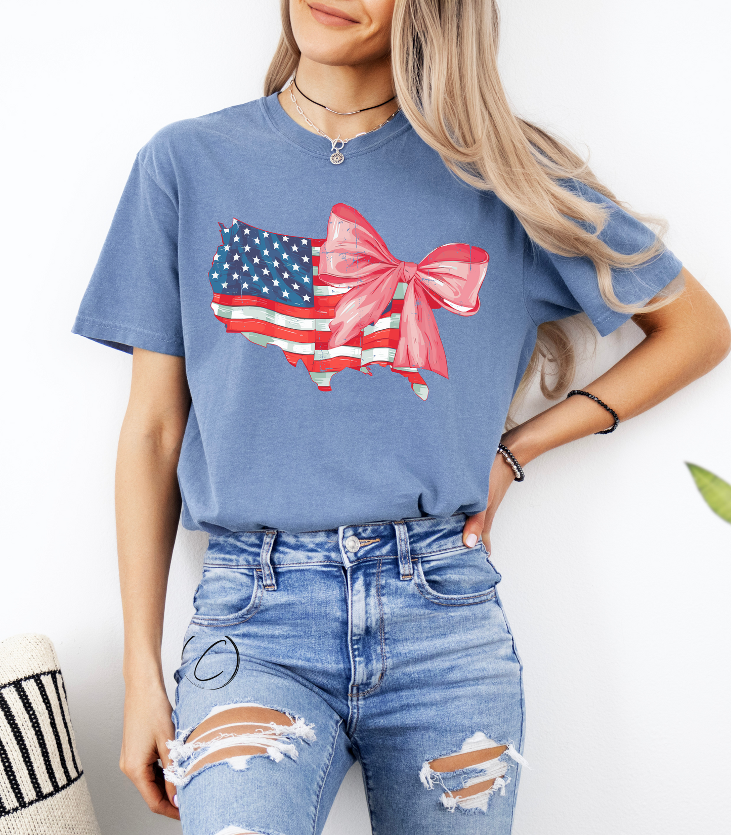 Distressed Coquette American Flag Graphic Tee