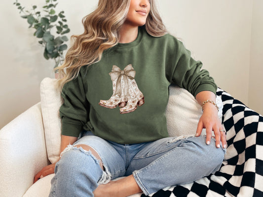Coquette Bow & Boots Sweatshirt