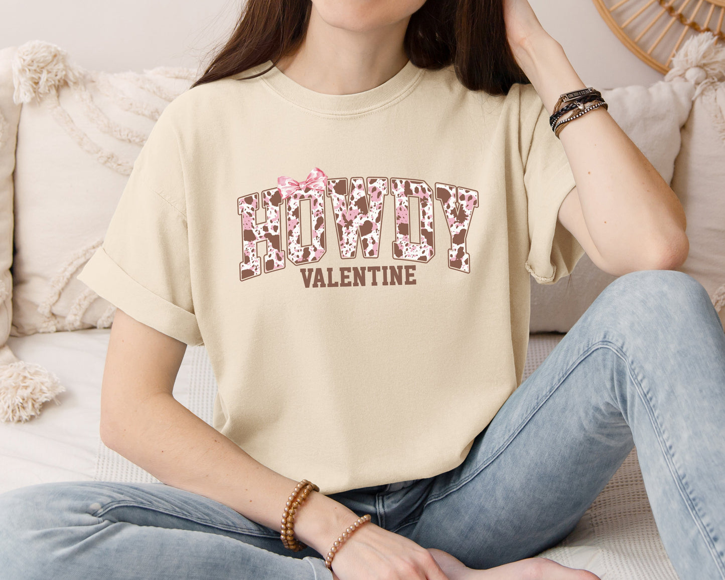Cow Print Howdy Valentine Graphic Tee