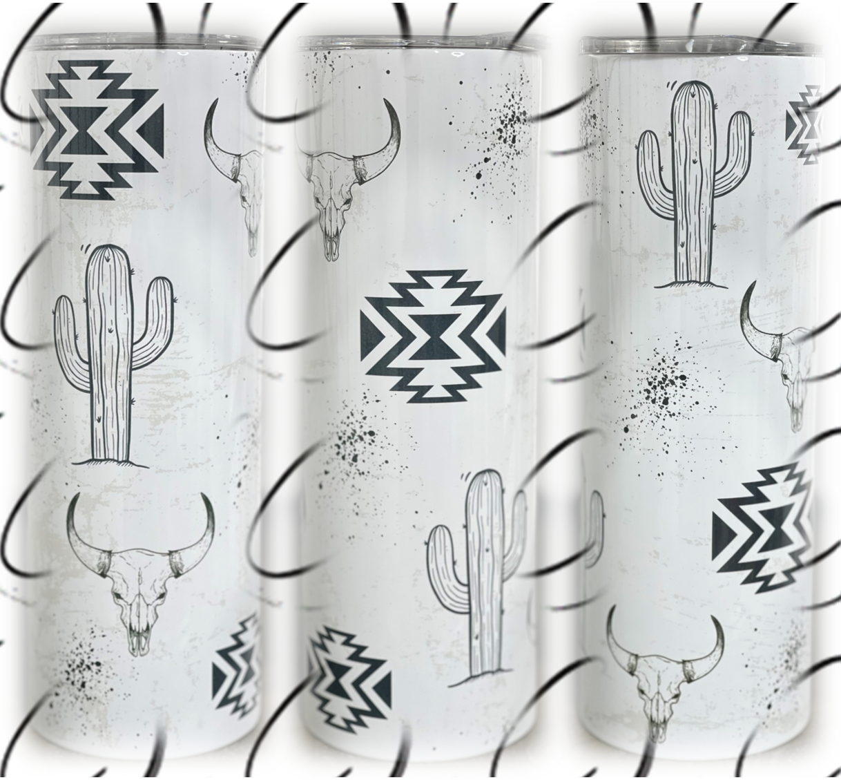 Desert Aztec Bull Skull 20oz Skinny Tumbler
