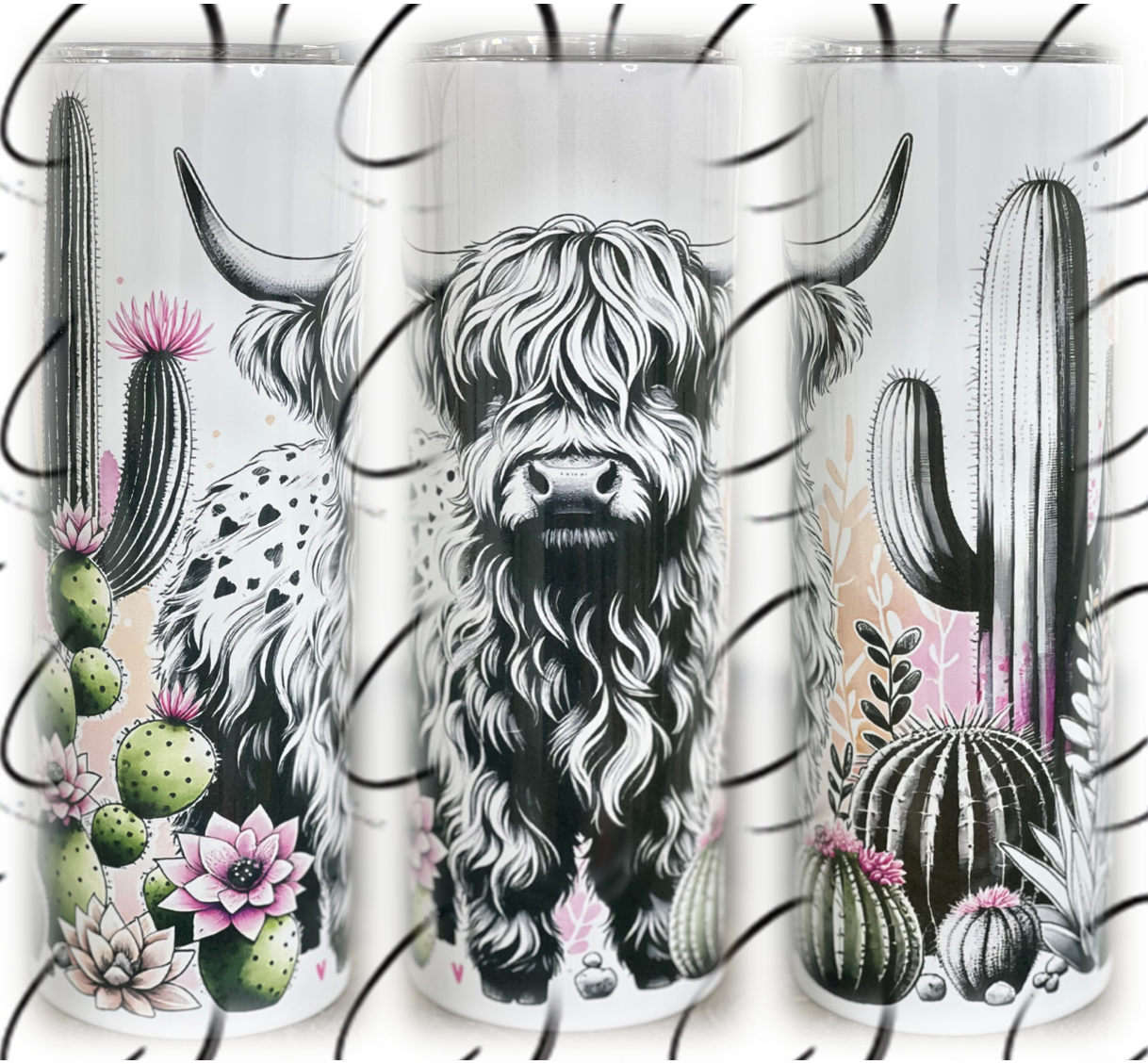 Desert Highland Cow 20oz Skinny Tumbler